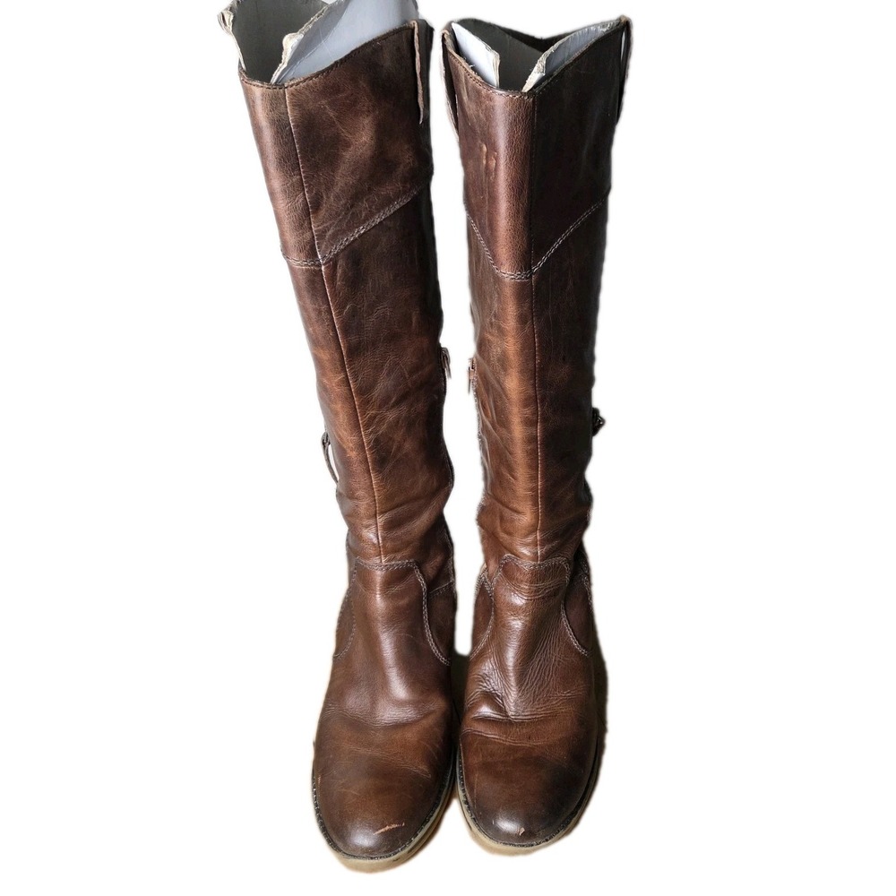 Naturalizer ORA Wide Shaft Riding Boots Sz 9 Distressed Coffee Bean Brown - Picture 3 of 16